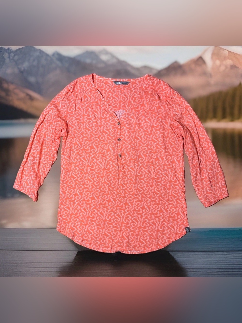The North Face Women’s Blouse Size: Small Orange And White Nature Boho